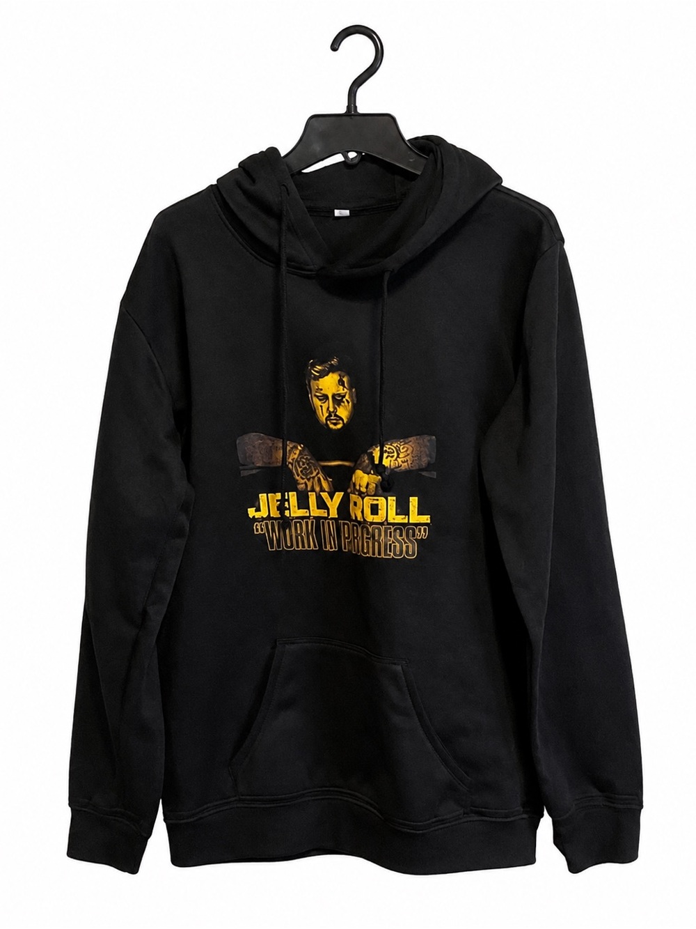 JELLY ROLL Black Hoodie with Gold Print….”WORK‎ IN PROGRESS”